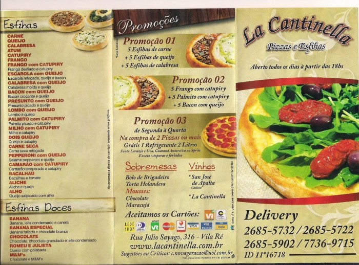 Pizzaria  La Cantinella Vila Ré, São Paulo-SP